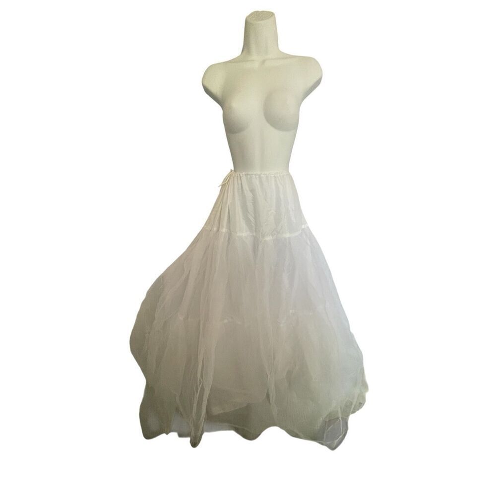 Long MIDI Length White Crinoline Petticoat Size XL